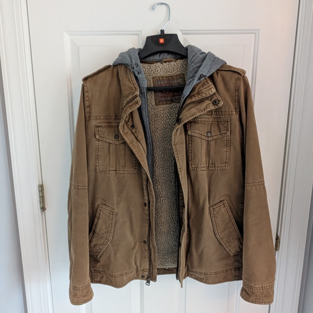 Men's Levi's Cotton Hooded Quilt Lined Trucker Jacket - M